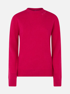 Woman cashmere blend fucsia sweater Sorbonne - MC2 Saint Barth