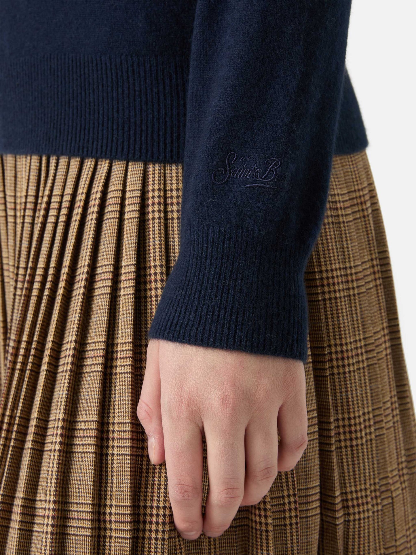 100% CASHMERE Sorbonne sweater in navy blue