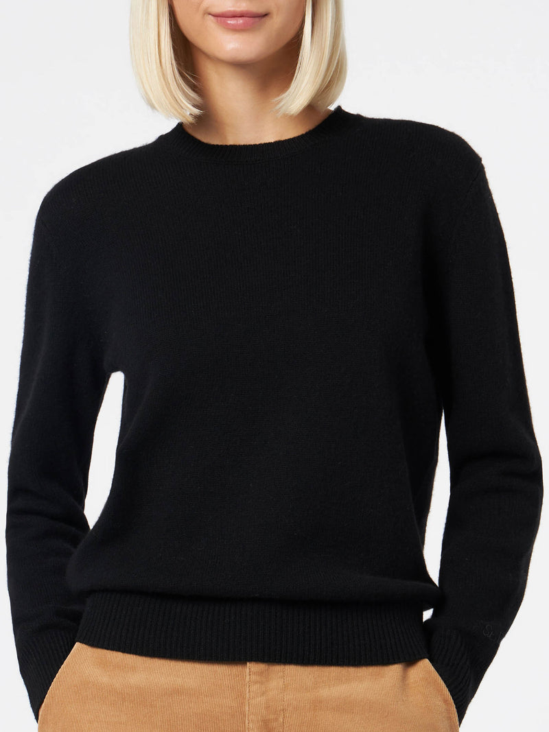 Maglione da donna in puro cashmere nero Sorbonne