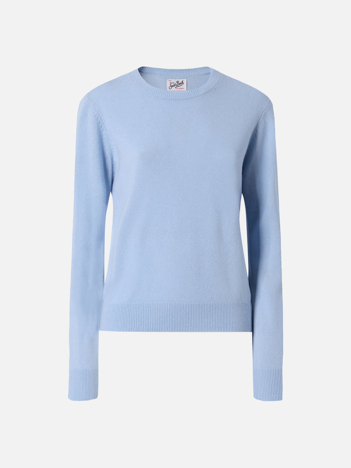 Pull Sorbonne 100% CASHMERE bleu clair 