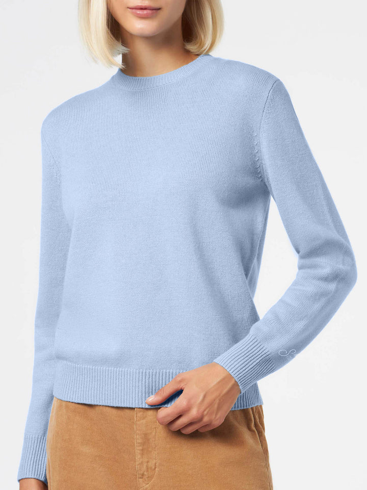 Woman light blue pure cashmere sweater Sorbonne