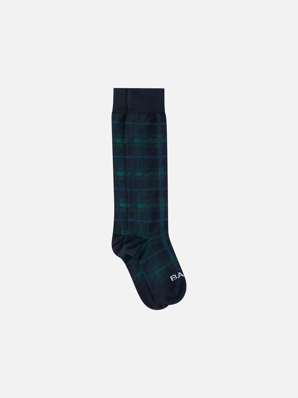 Man long socks with tartan jacquard print