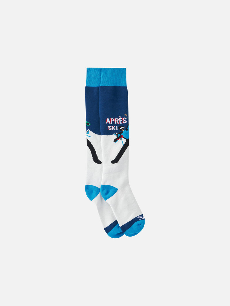 Man long socks with Après ski print