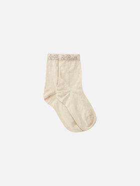Beige Lurexsocken für Damen