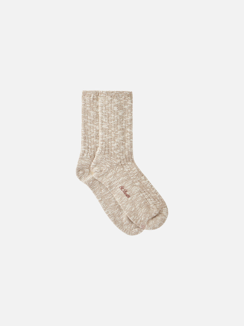 Beige Melange-Socken für Damen