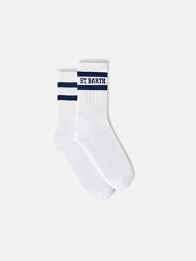 Weiße Sportsocken aus Baumwolle mit St. Barth-Schriftzug 