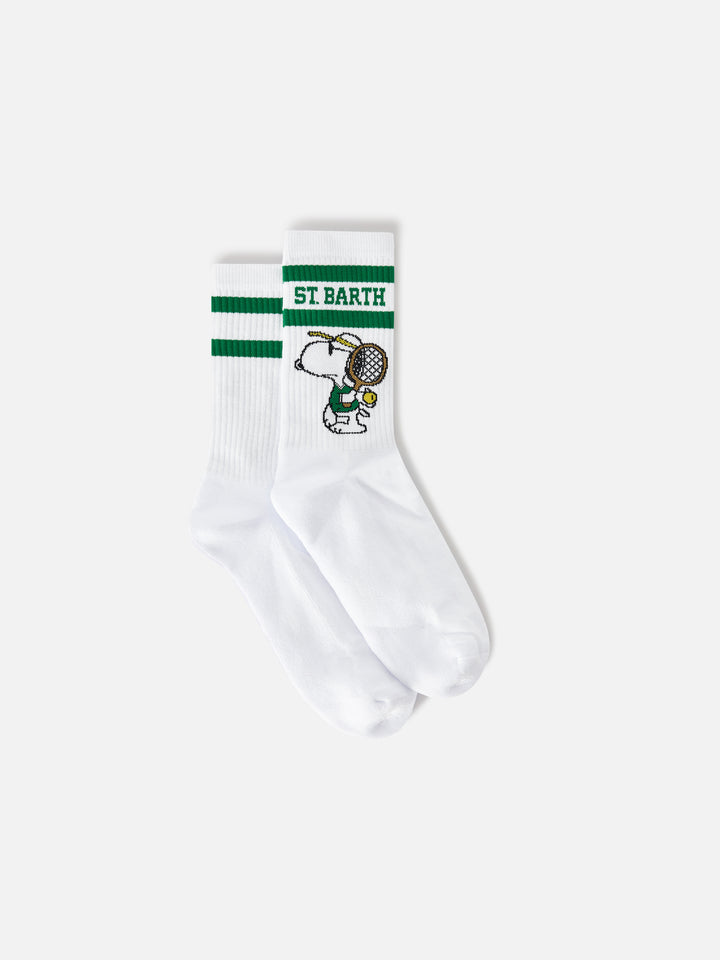 Calzini sport bianchi in cotone con stampa Snoopy tennis | Special edition