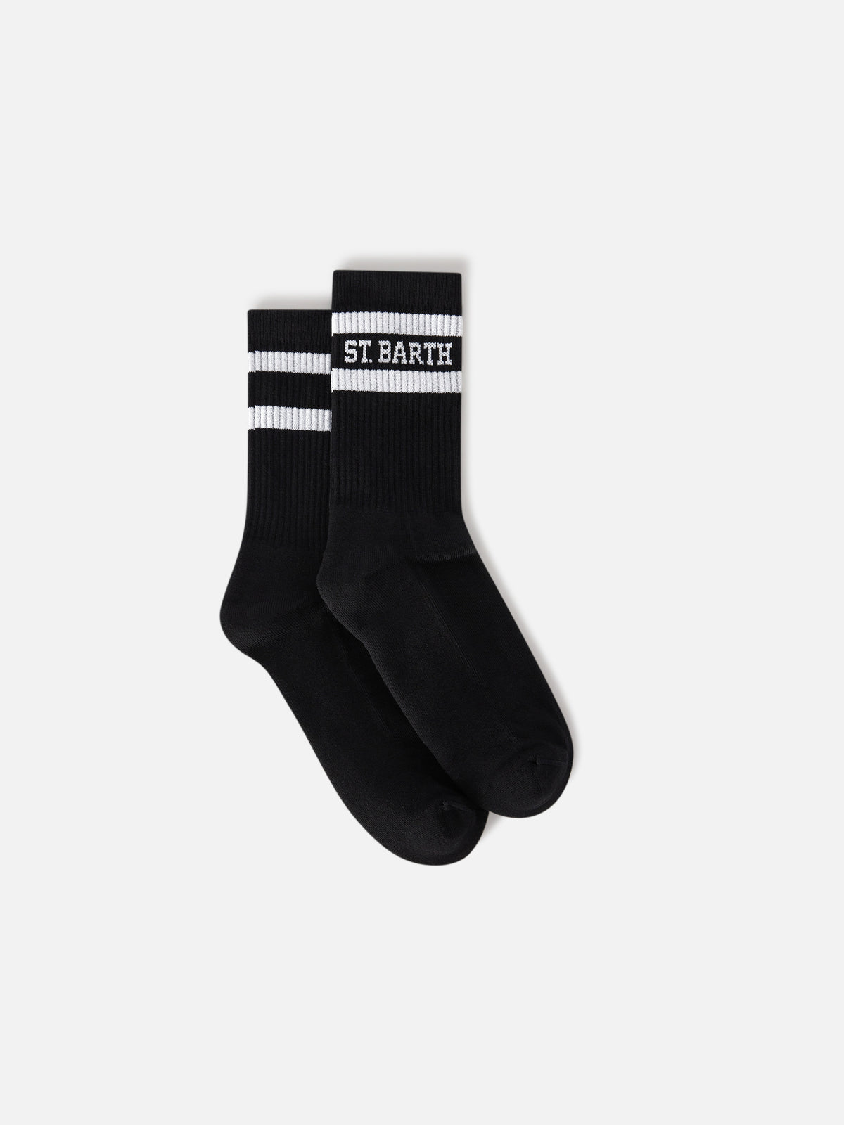 Black cotton sport socks with St. Barth lettering