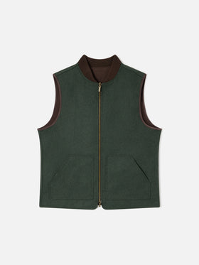 Wendbare Spencer Weste aus Wollmischung in Military Green 