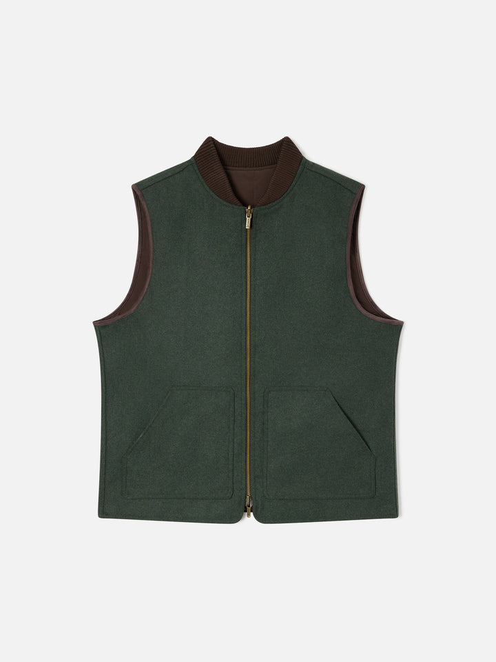 Wendbare Spencer Weste aus Wollmischung in Military Green 