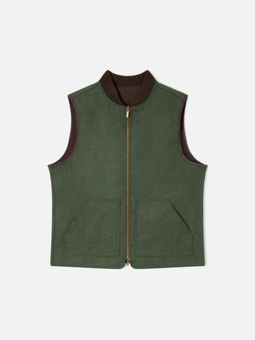 Gilet Spencer verde militare reversibile in misto lana