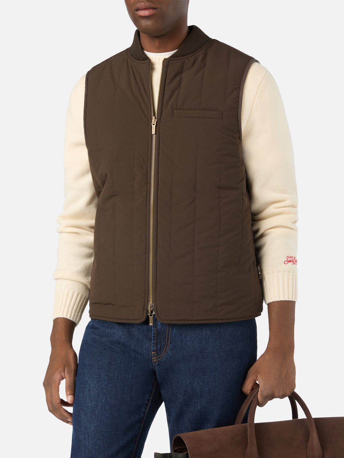 Gilet Spencer verde militare reversibile in misto lana