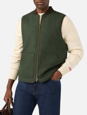 Gilet Spencer verde militare reversibile in misto lana