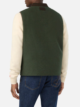Gilet Spencer verde militare reversibile in misto lana