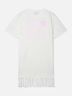 Midi Sereia dress in white with St. Barth Cocktail Party print