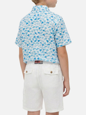 Boy shirt with light blue sharks all over print