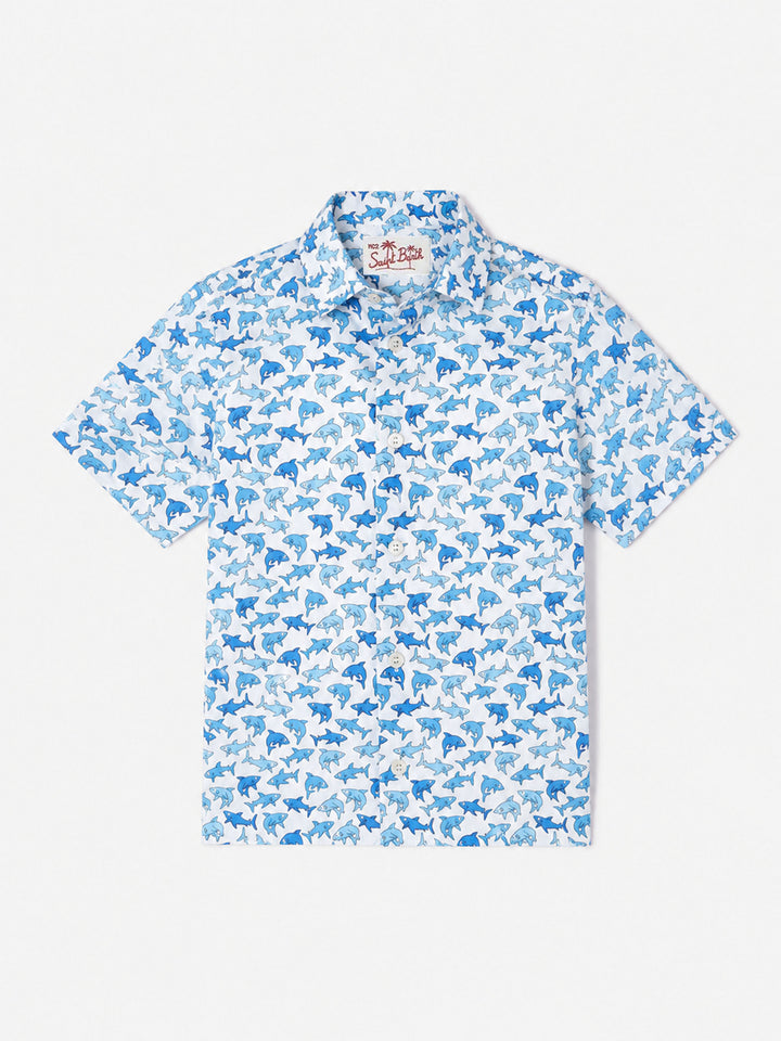 White Sharouk shirt with shark print