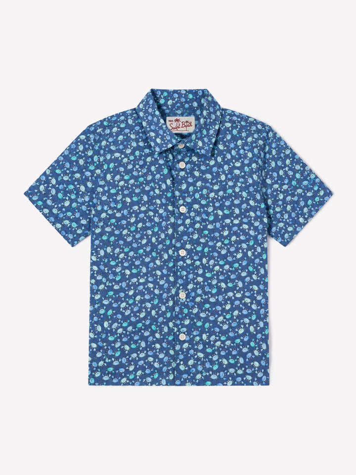 Chemise garçon en mousseline de coton Sharouk à imprimé crabes 