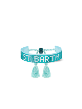 Wassergrünes Strassarmband mit St. Barth Schriftzug