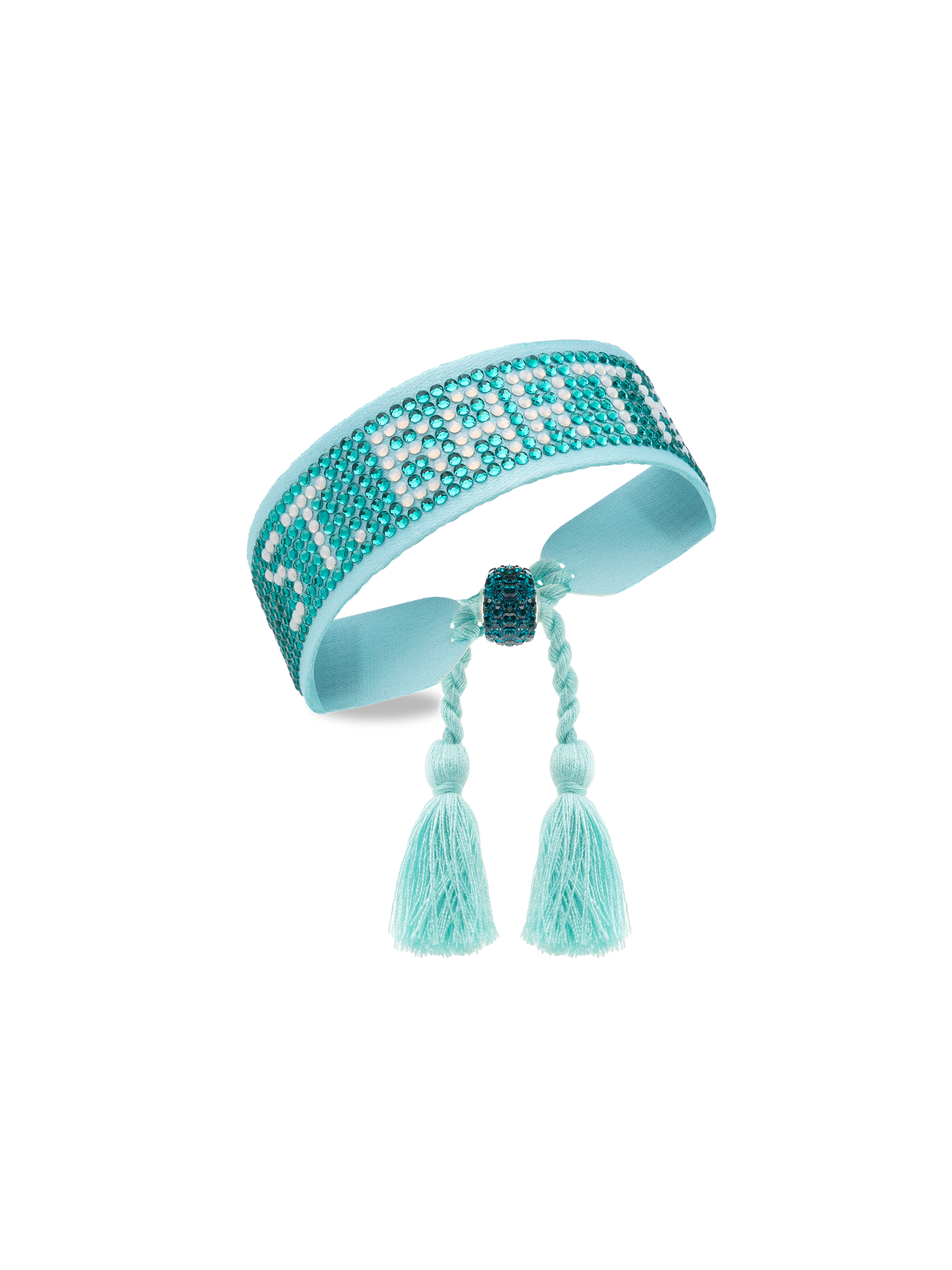 Wassergrünes Strassarmband mit St. Barth Schriftzug