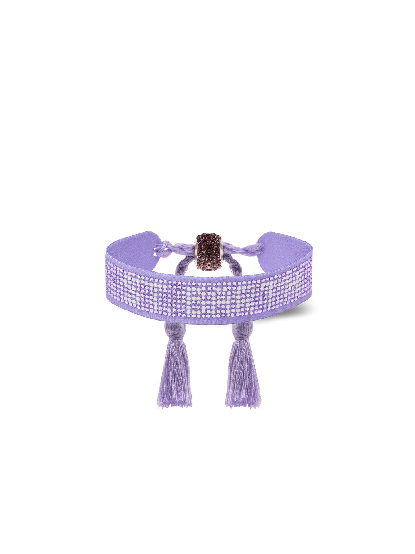 Fliederfarbenes Strass-Armband mit St. Barth Schriftzug