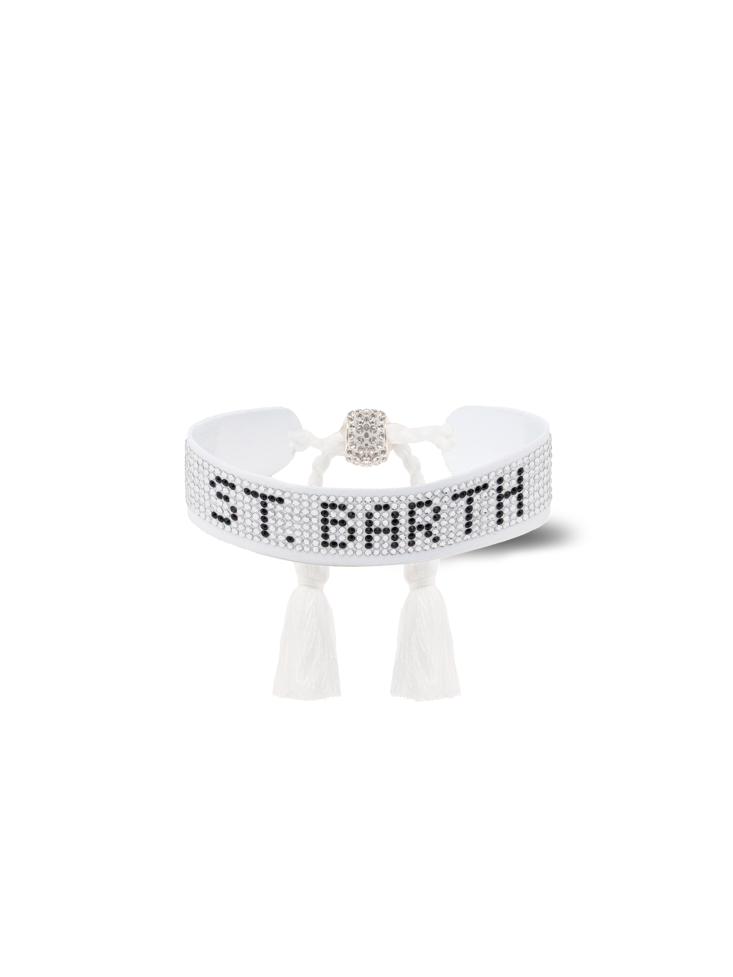 Weißes Strassarmband mit St. Barth Schriftzug