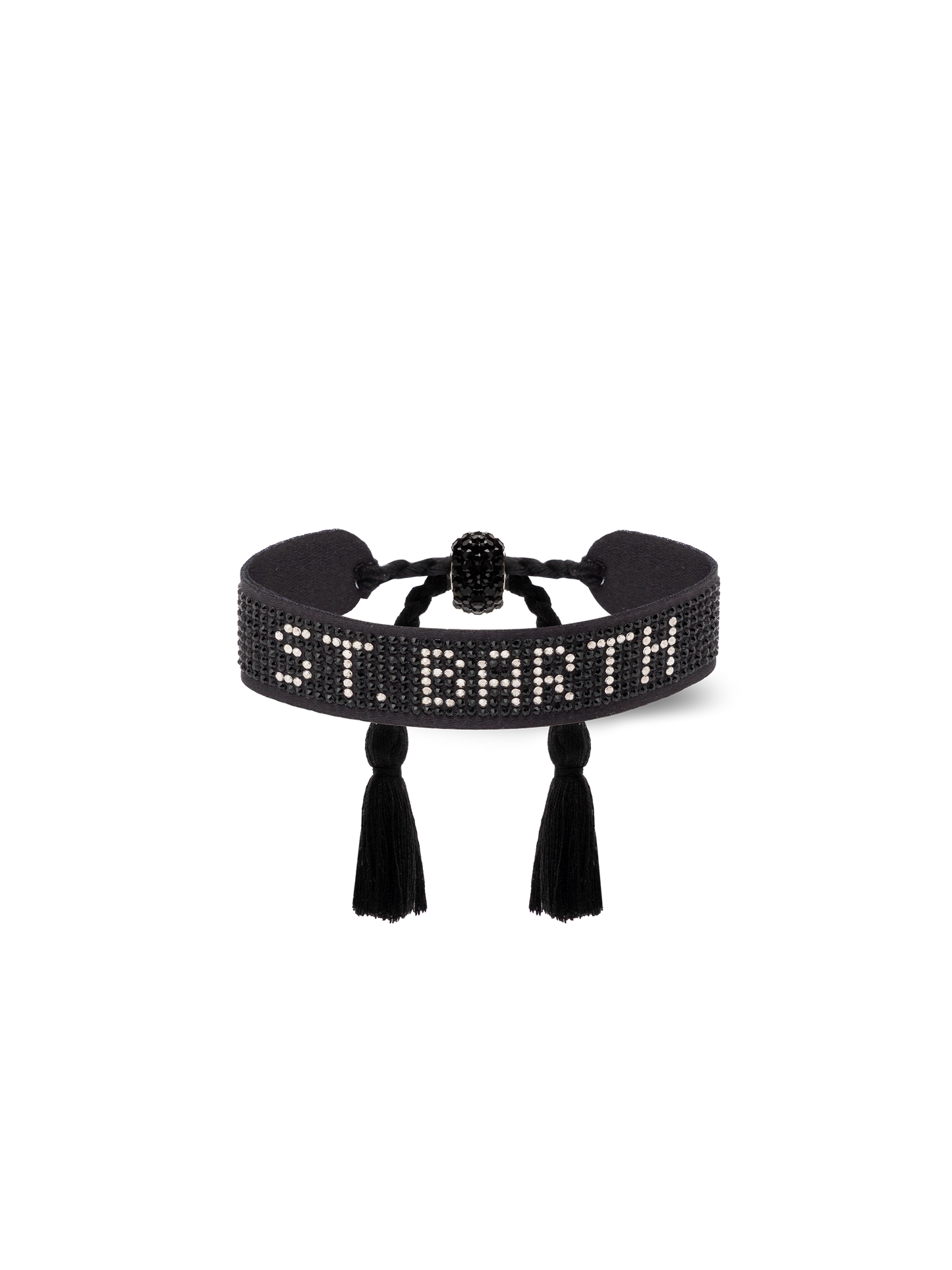 Schwarzes Strassarmband mit St. Barth Schriftzug