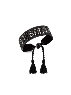 Schwarzes Strassarmband mit St. Barth Schriftzug