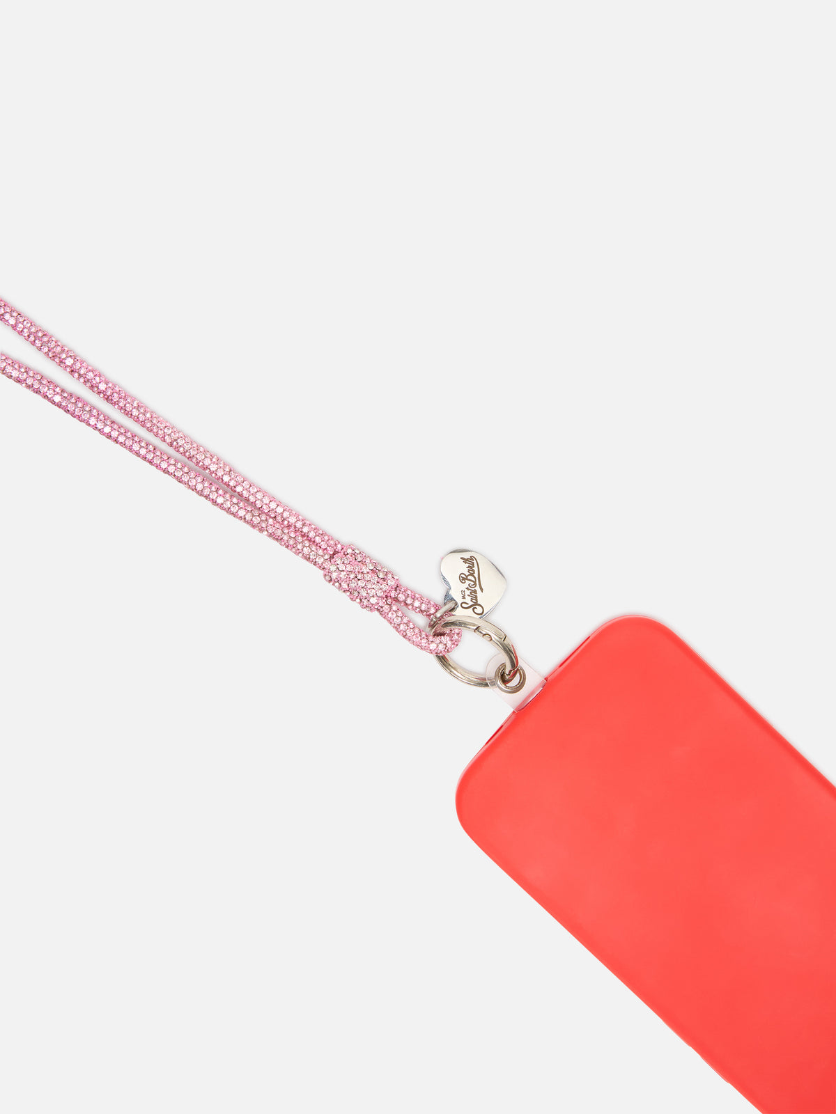 Fuchsia Strass Charm Handyband mit Logo charm 