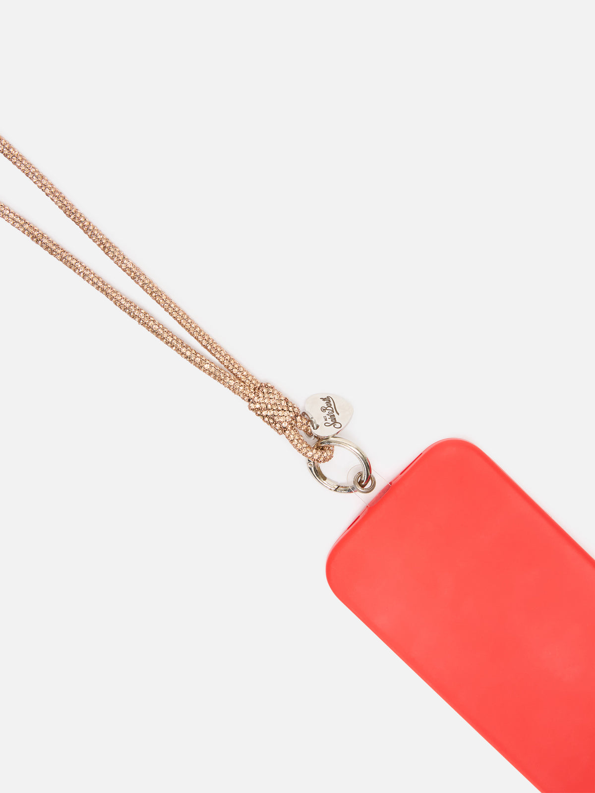 Beiger Strass Charm Handyriemen mit Logo charm 
