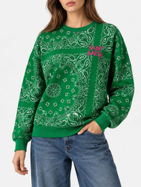 Green Stardust cotton sweatshirt with bandana print