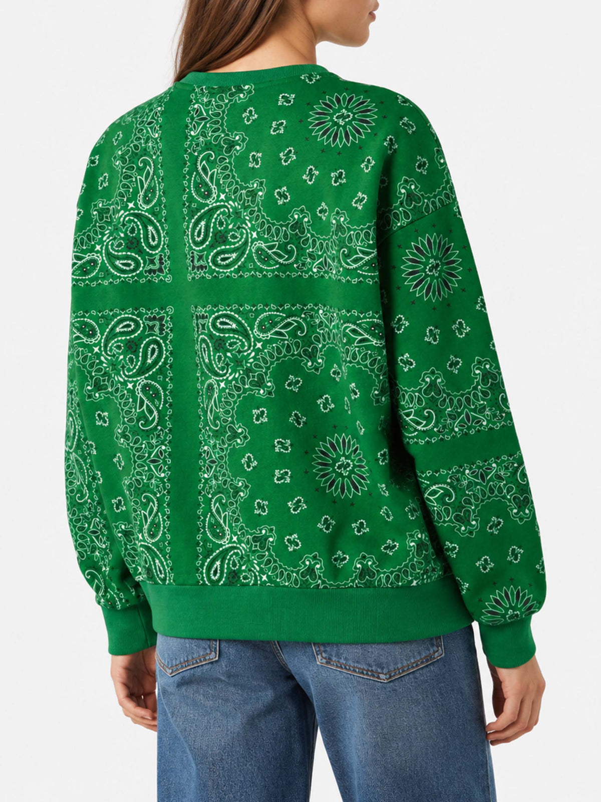 Green Stardust cotton sweatshirt with bandana print