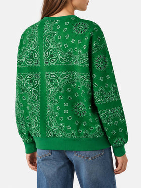 Green Stardust cotton sweatshirt with bandana print