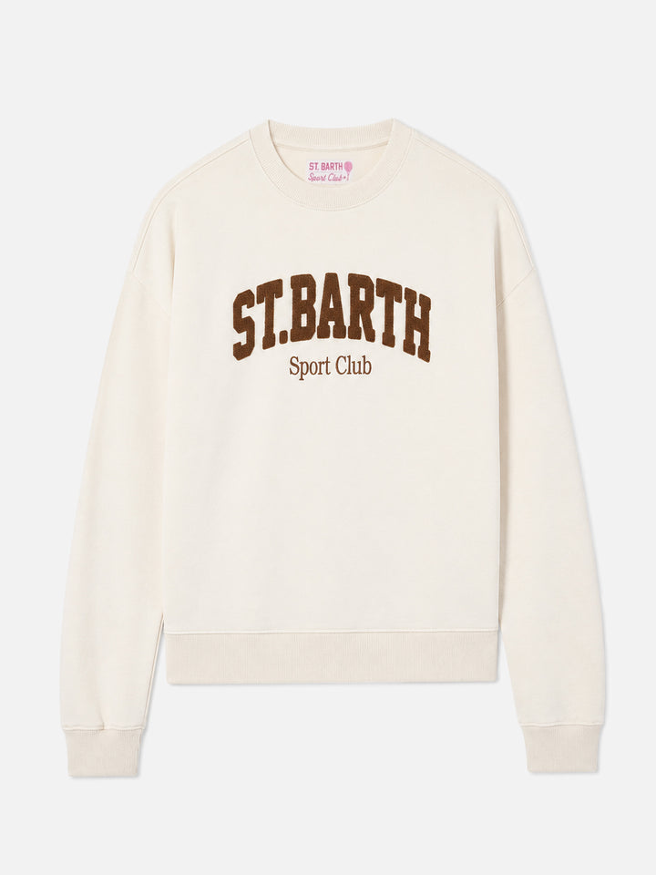 Cream Stardust sweatshirt with raised terry-effect logo and Sport Club embroidery