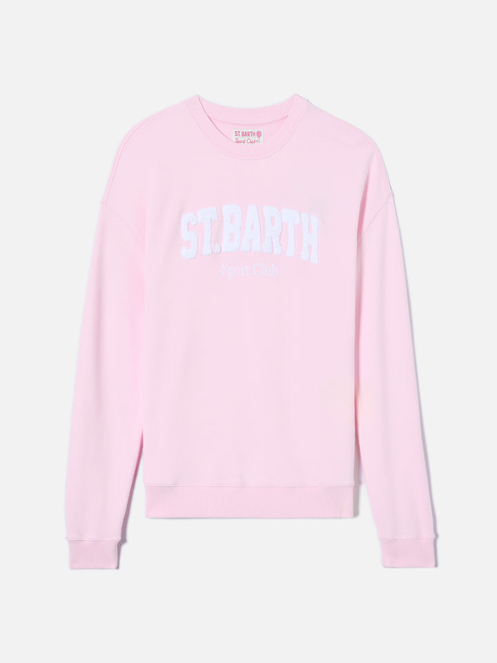 Felpa Stardust rosa con logo effetto spugna e ricamo Sport Club