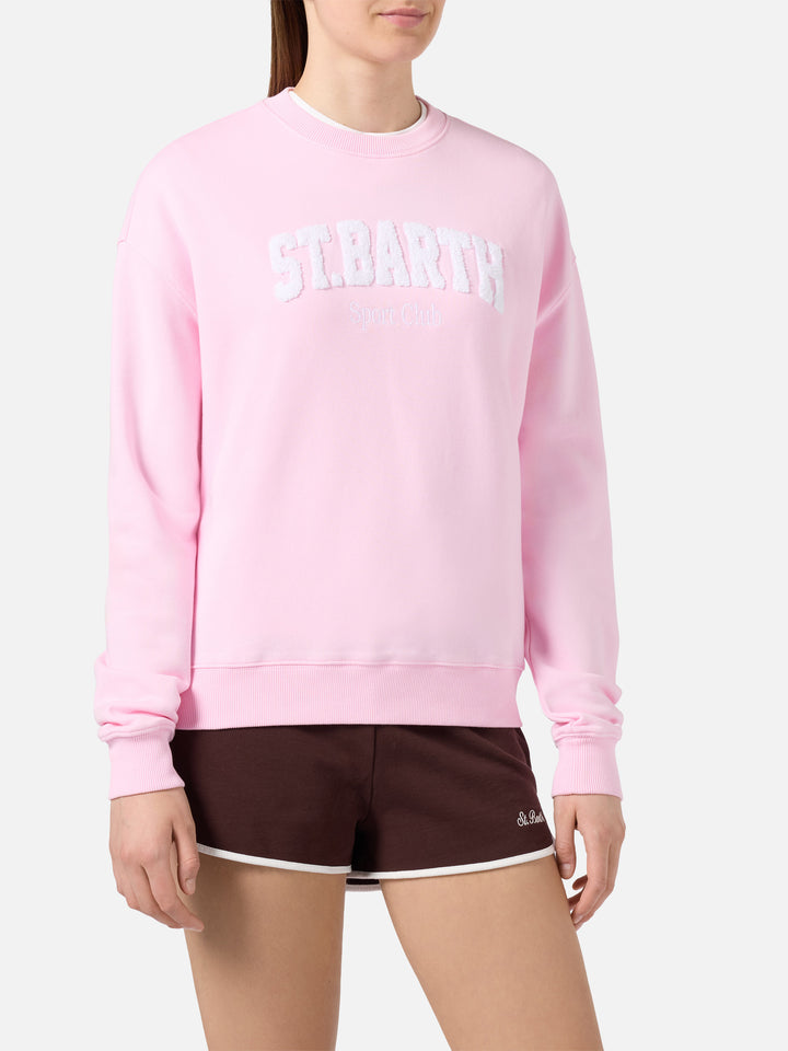 Felpa Stardust rosa con logo effetto spugna e ricamo Sport Club