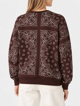 Sweat-shirt en coton Brown Stardust avec imprimé bandana 