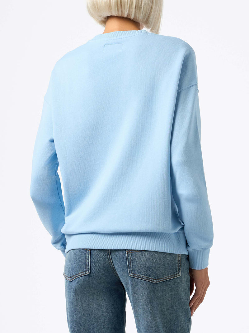 Light blue Stardust sweatshirt with St Barth beach club print