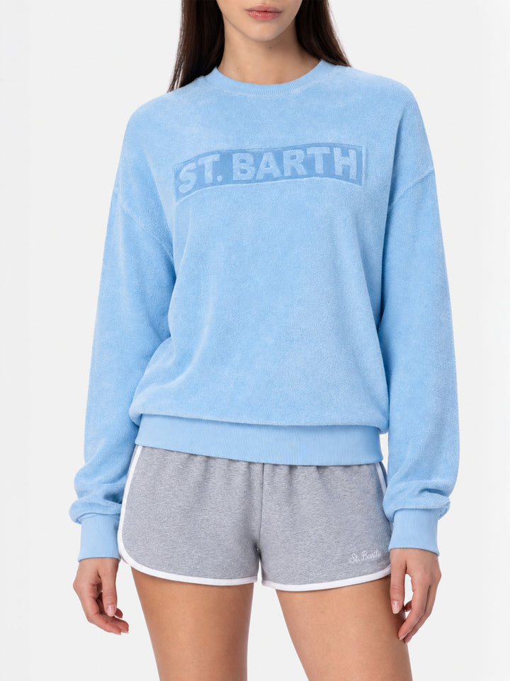Felpa da donna Stardust di cotone spugna di colore azzurro