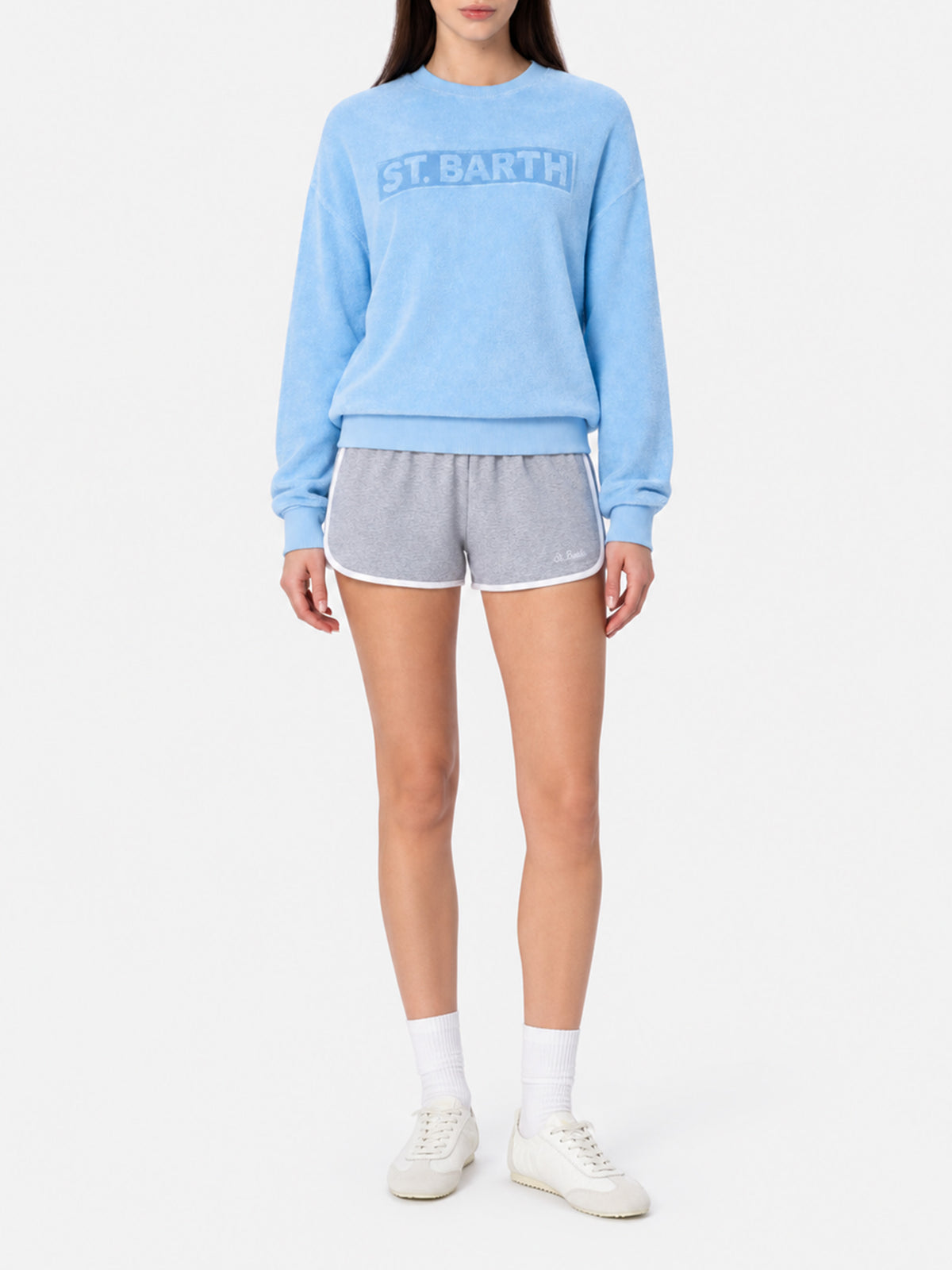 Sweat-shirt Stardust en coton éponge bleu clair pour femme 