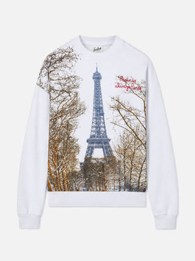 White Stardust sweatshirt with Eiffel Tower print