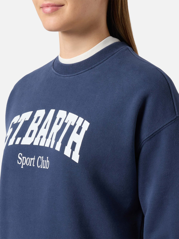 Stardust cotton sweatshirt in blue with St. Barth Sport Club print