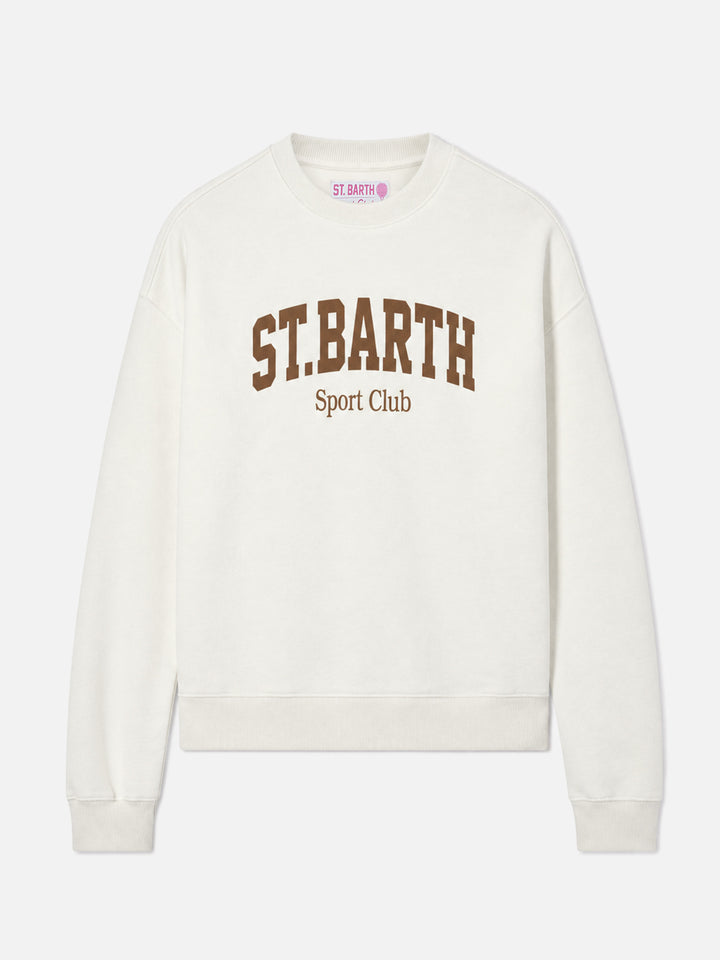 Sweat-shirt en coton Stardust blanc avec imprimé floqué St. Barth Sport Club 