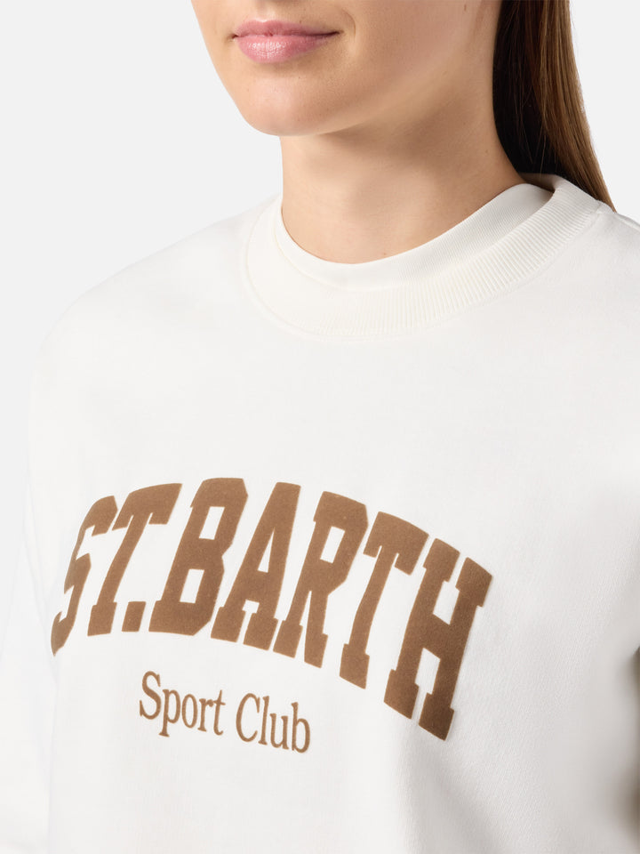 Stardust cotton sweatshirt in white with St. Barth Sport Club flock print
