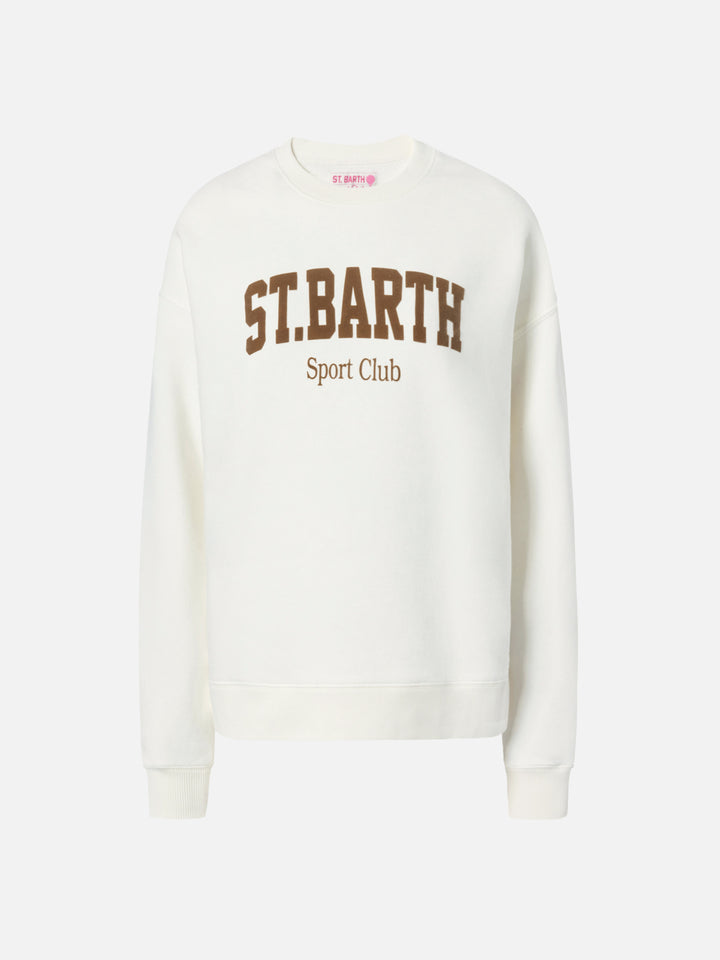 Felpa Stardust in cotone bianco con stampa flock St. Barth sport club