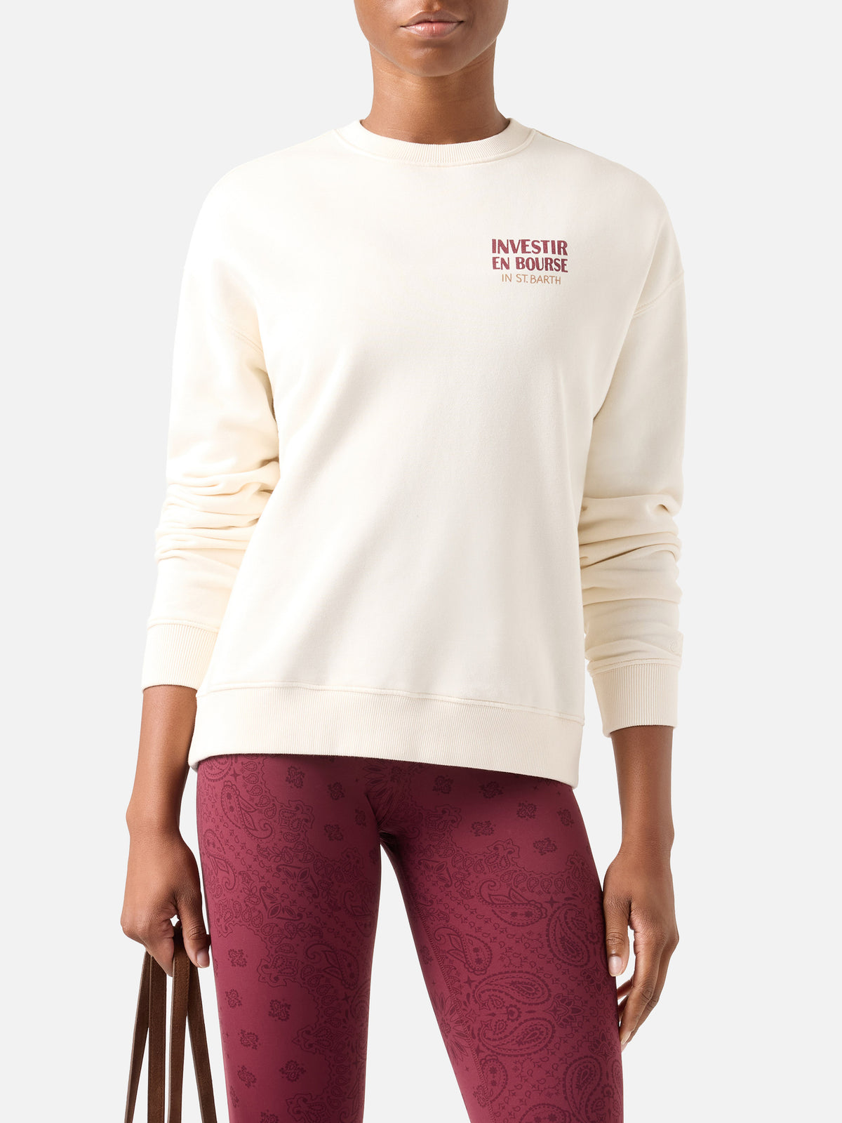 Sweat-shirt ras du cou Stardust en coton blanc avec broderie Investir en Bourse 
