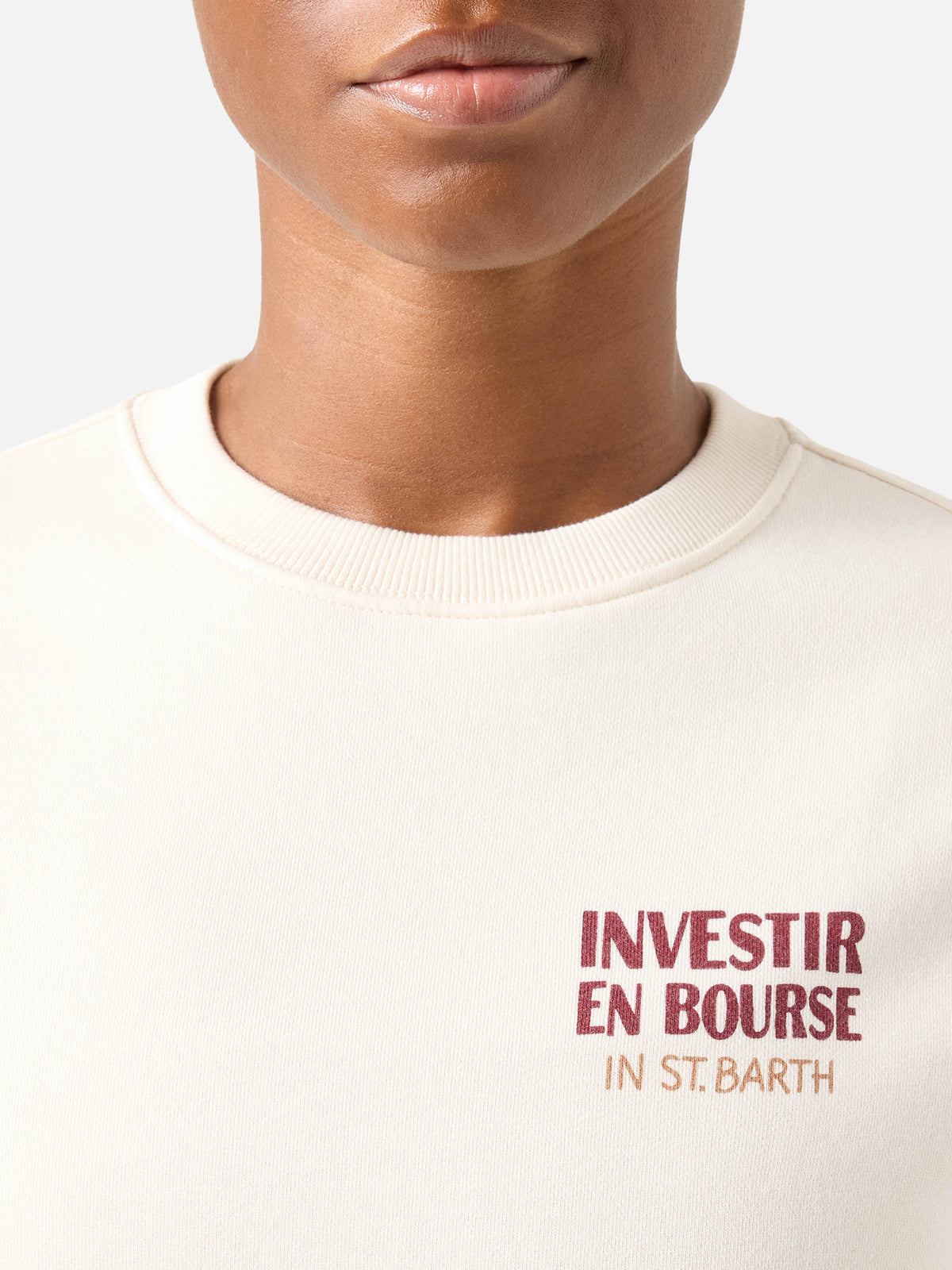 Sweat-shirt ras du cou Stardust en coton blanc avec broderie Investir en Bourse 