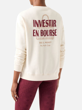 Sweat-shirt ras du cou Stardust en coton blanc avec broderie Investir en Bourse 