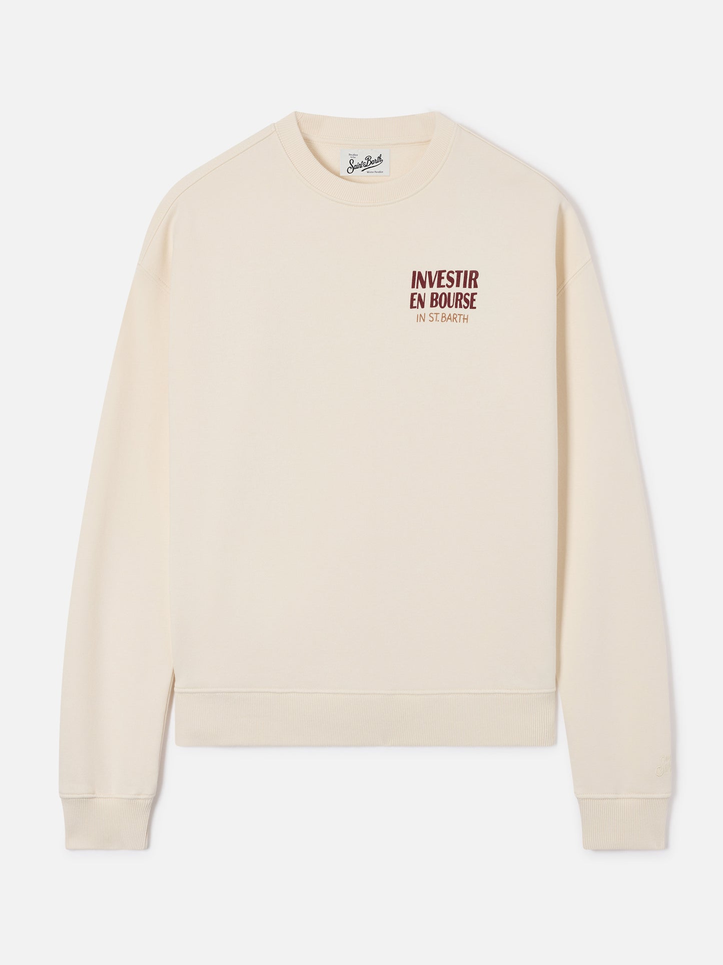 Stardust crewneck sweatshirt in white cotton with Investir en Bourse embroidery