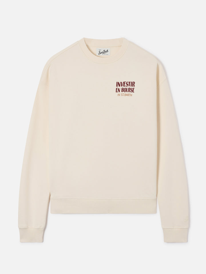 Sweat-shirt ras du cou Stardust en coton blanc avec broderie Investir en Bourse 